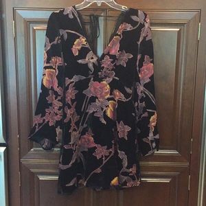 LUSH Black Velvet Floral Burnout Festival Dress